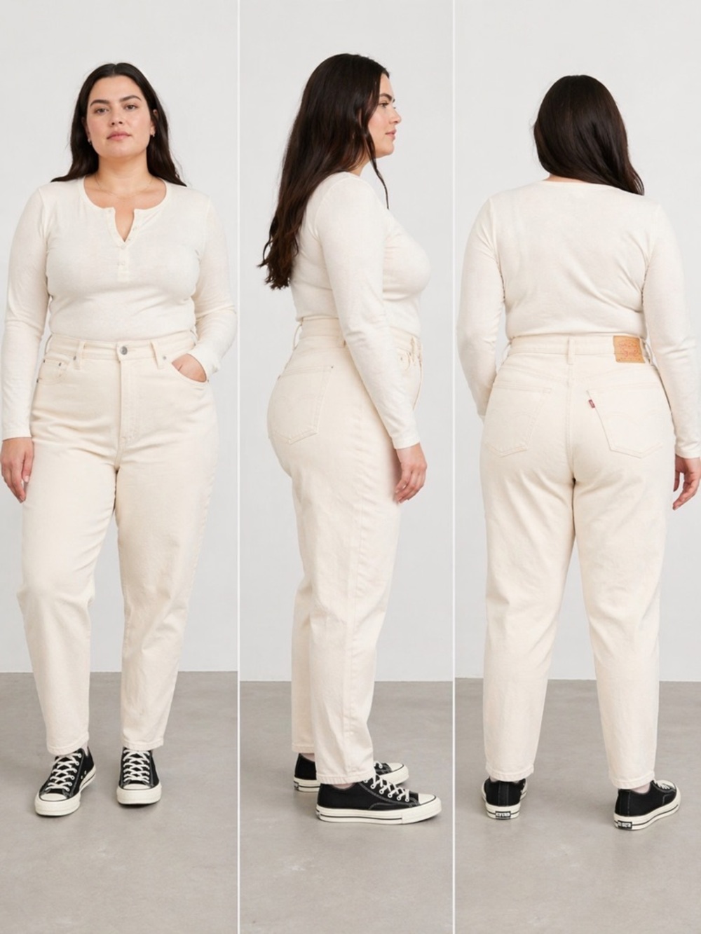 Levi's High Wasted Mom Jeans in Cream